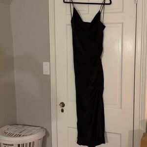 Zara Basic Black Cowl Neck Midi Dress